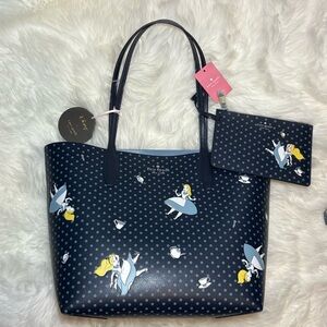 Kate Spade Navy Blue Alice in Wonderland Tote